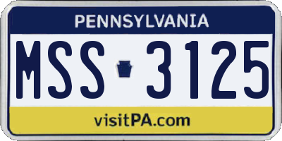 PA license plate MSS3125
