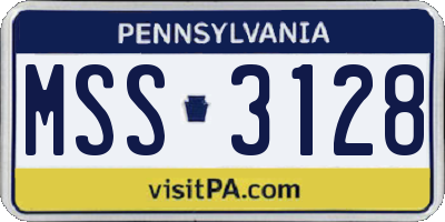 PA license plate MSS3128