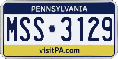 PA license plate MSS3129