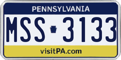 PA license plate MSS3133