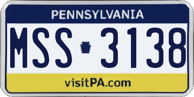 PA license plate MSS3138