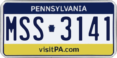 PA license plate MSS3141