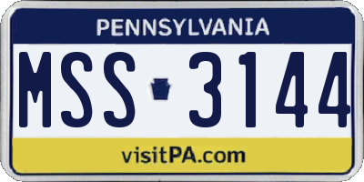 PA license plate MSS3144