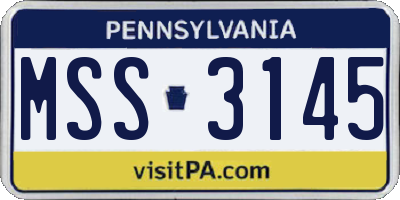 PA license plate MSS3145