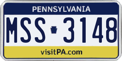 PA license plate MSS3148