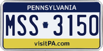 PA license plate MSS3150