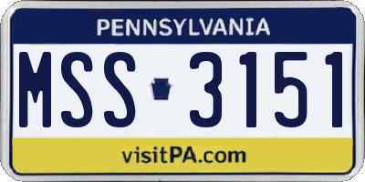 PA license plate MSS3151