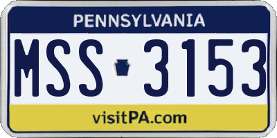 PA license plate MSS3153
