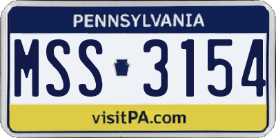 PA license plate MSS3154