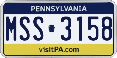 PA license plate MSS3158