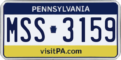 PA license plate MSS3159