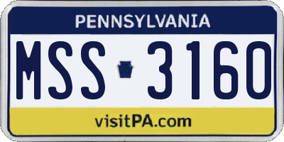 PA license plate MSS3160