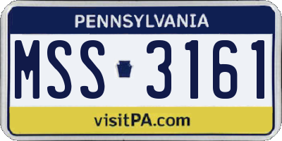 PA license plate MSS3161