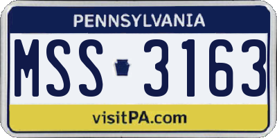 PA license plate MSS3163