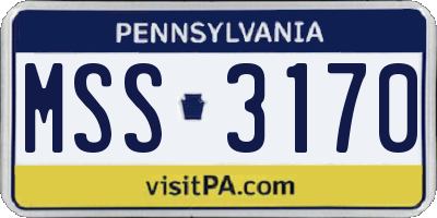 PA license plate MSS3170