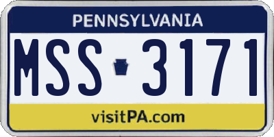 PA license plate MSS3171