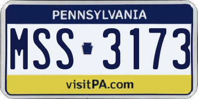PA license plate MSS3173