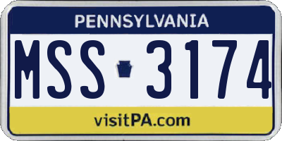 PA license plate MSS3174