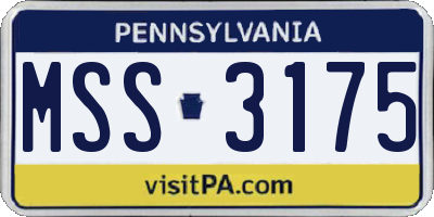 PA license plate MSS3175