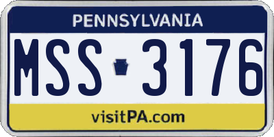 PA license plate MSS3176