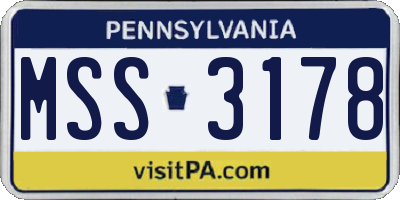 PA license plate MSS3178