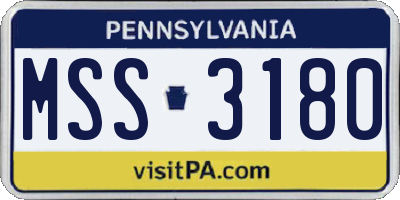 PA license plate MSS3180
