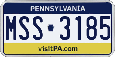PA license plate MSS3185