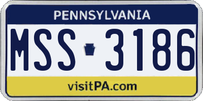 PA license plate MSS3186