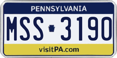 PA license plate MSS3190