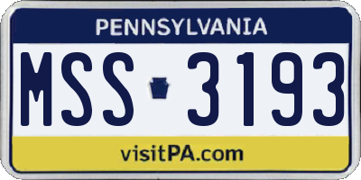 PA license plate MSS3193