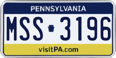 PA license plate MSS3196