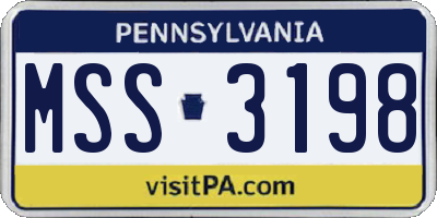 PA license plate MSS3198