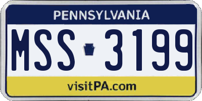 PA license plate MSS3199