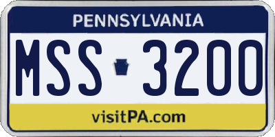 PA license plate MSS3200