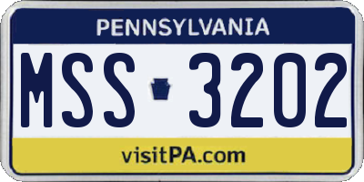 PA license plate MSS3202