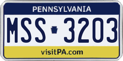 PA license plate MSS3203