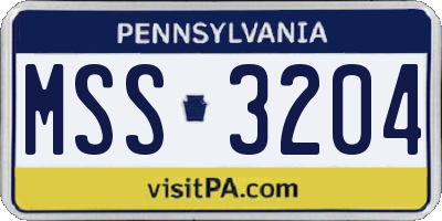 PA license plate MSS3204