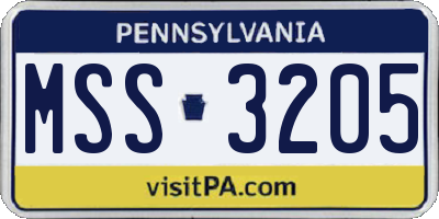 PA license plate MSS3205