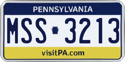 PA license plate MSS3213