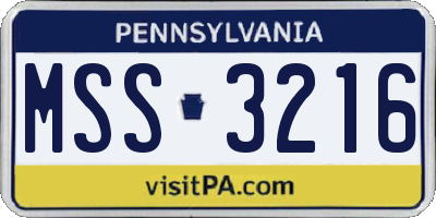 PA license plate MSS3216