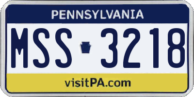 PA license plate MSS3218
