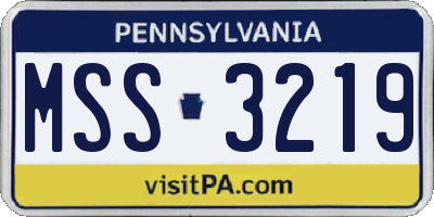 PA license plate MSS3219