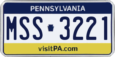 PA license plate MSS3221