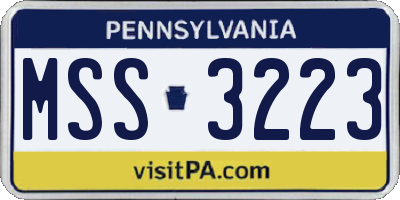 PA license plate MSS3223
