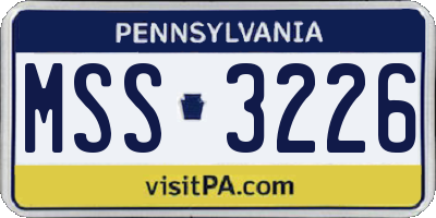 PA license plate MSS3226