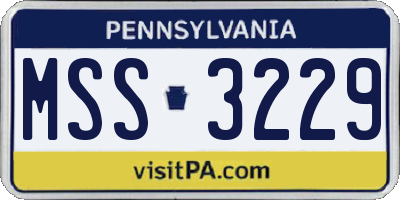 PA license plate MSS3229