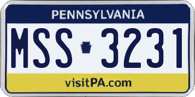 PA license plate MSS3231