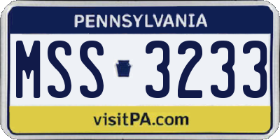 PA license plate MSS3233