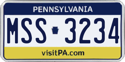 PA license plate MSS3234