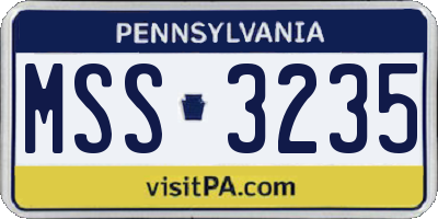 PA license plate MSS3235